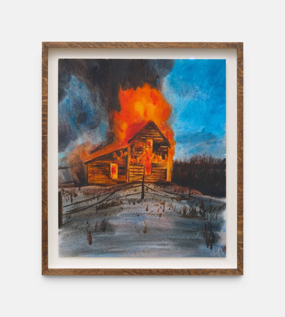 Barn Fire, 2023
Watercolour on paper
34 x 31 cm
13.4 x 12.2 in
Framed: 39 x 36 cm (15.3 x 14.1 in)
