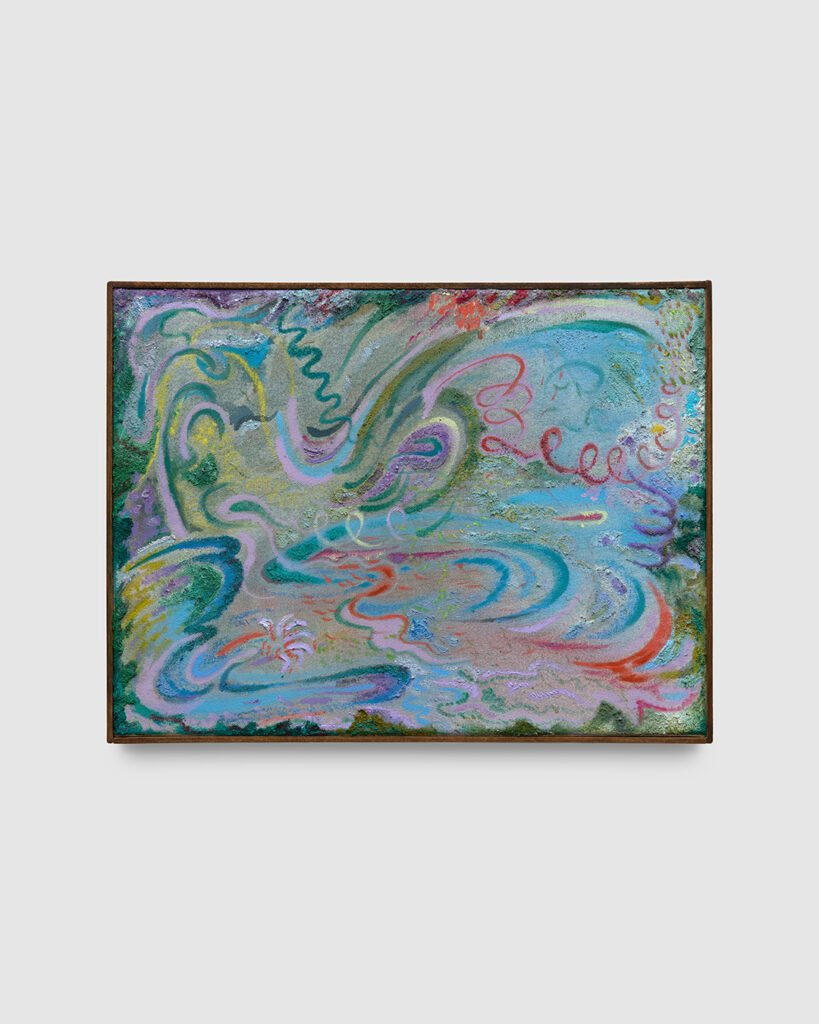 Sky is Blue, 2026
Oil, sand and oil pastel on canvas
31 x 41 cm (Framed)
12 ¼ x 16 ¼ in