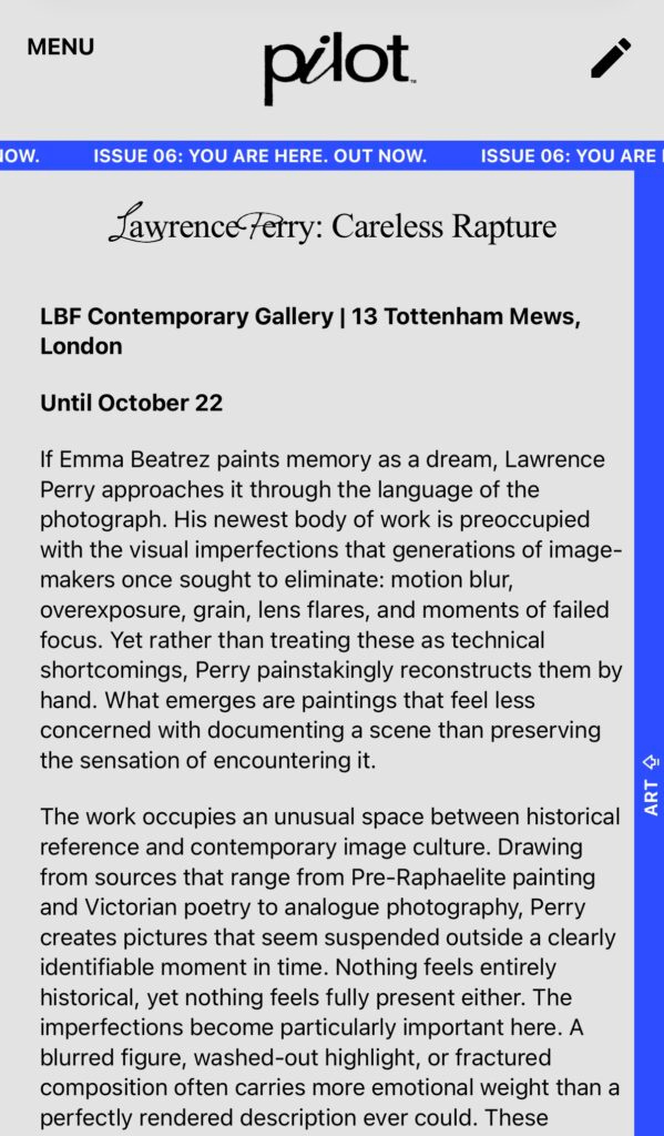 'Art Shows This October: for the Memory Rewritten by Adulthood'
Anthony Karry for Pilot Magazine